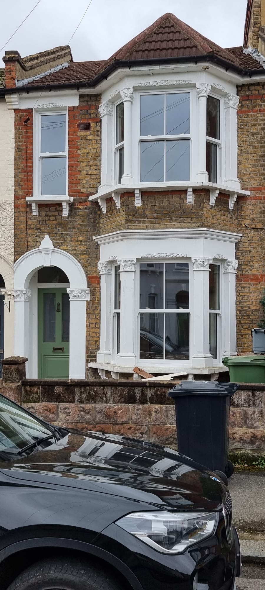 Restored sliding sash window on a London period property